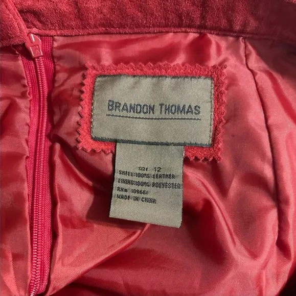 BRANDON THOMAS Red Suede Leather Maxi Skirt