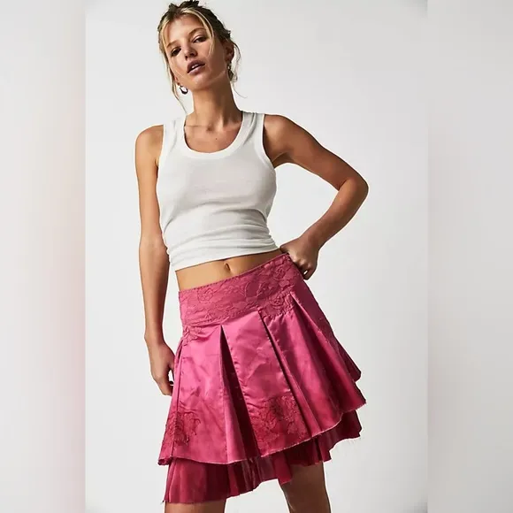 Brenda Knight Godet Lace Mini Skirt Free People