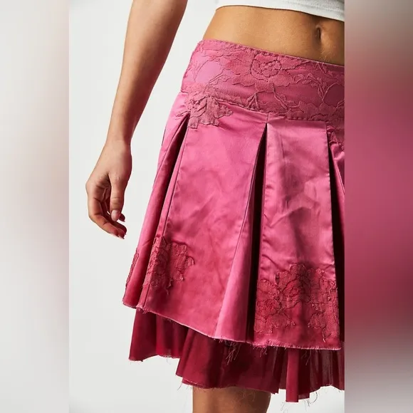 Brenda Knight Godet Lace Mini Skirt Free People