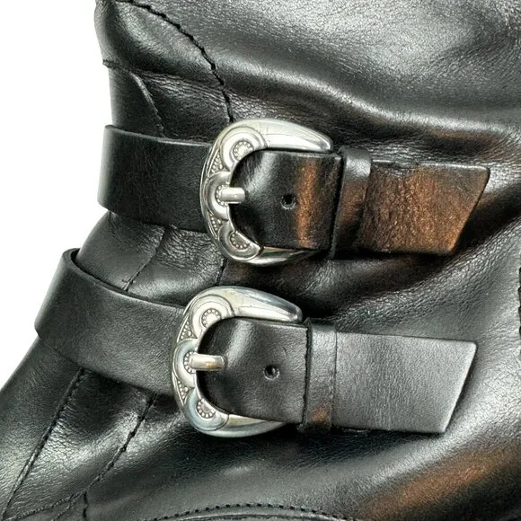 Brighton Vintage Hunter Italian Leather Black/Brown Riding Boots Women's Size 8