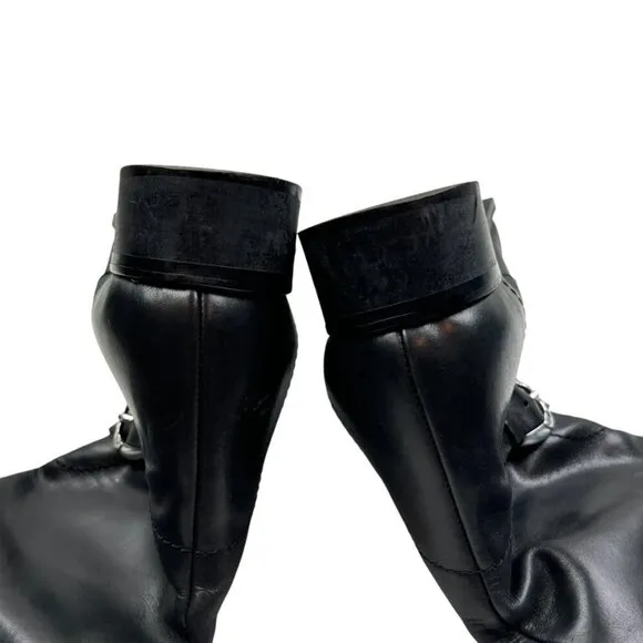 Brighton Vintage Hunter Italian Leather Black/Brown Riding Boots Women's Size 8