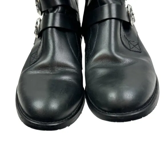 Brighton Vintage Hunter Italian Leather Black/Brown Riding Boots Women's Size 8