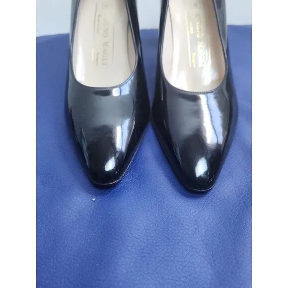 Bruno Magali Women Black &quot;Patent Leather&quot; Made in Italy Pointed Toe Pumps 7.5