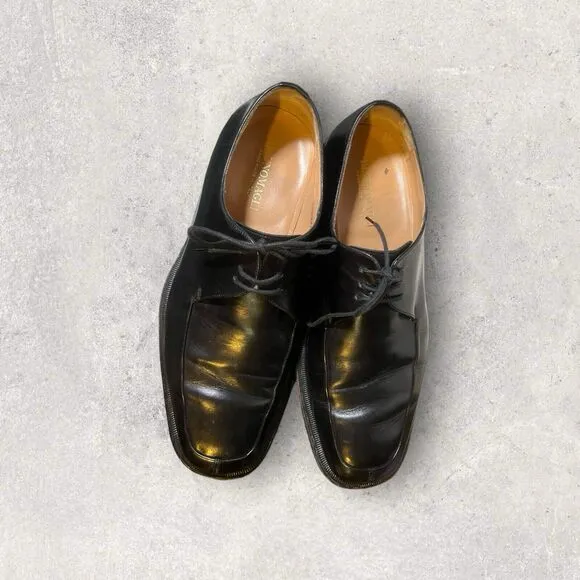 Bruno Magli Bishop Italian Black Nappa Leather 9.5 W Men’s Dress Shoes