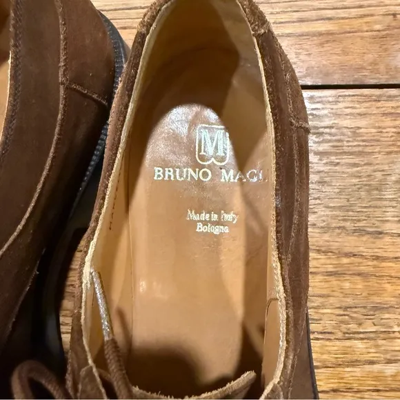 Bruno Magli Marcello Suede Oxfords Leather Gore Tex Shoes Brown Men 11.5 Italy