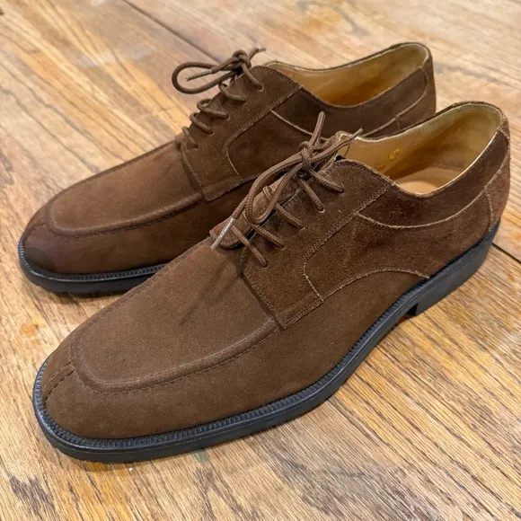 Bruno Magli Marcello Suede Oxfords Leather Gore Tex Shoes Brown Men 11.5 Italy