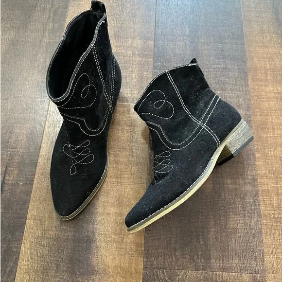 Bucco Black Western Cowgirl Booties Size 6.5