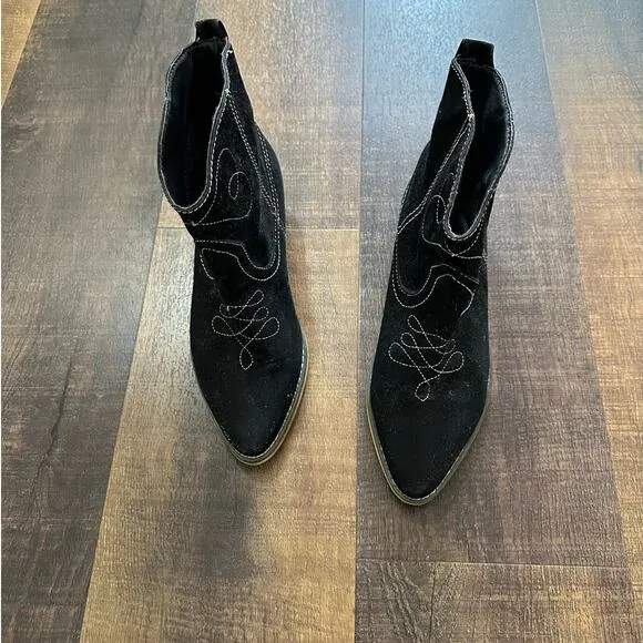 Bucco Black Western Cowgirl Booties Size 6.5