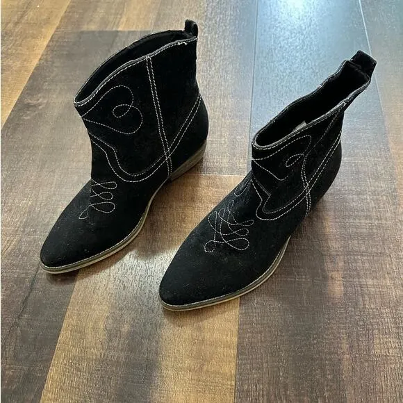 Bucco Black Western Cowgirl Booties Size 6.5
