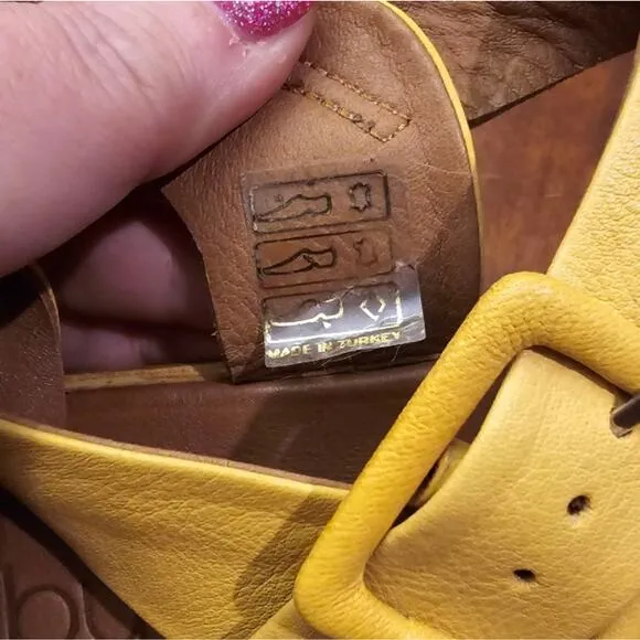 Bueno Sunshine Yellow Boho Criss Cross Leather Sandals Size 42 US 11