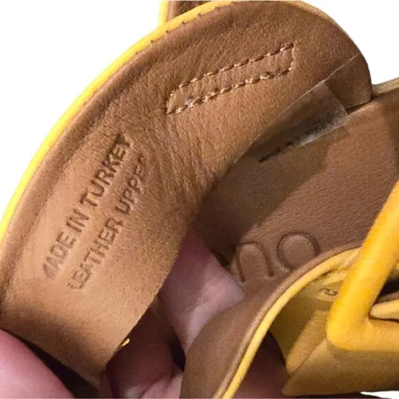 Bueno Sunshine Yellow Boho Criss Cross Leather Sandals Size 42 US 11