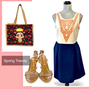 Bundle Spring Trends! Fendi shoes   Large A-Line Dress   Frida Kahlo Bag
