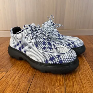 Burberry Men’s Checked Round Toe Derby Boots, IT43.5 / US10.5
