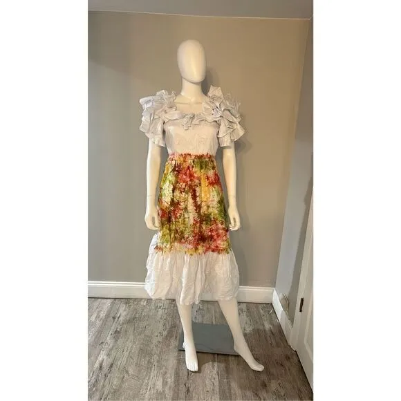 BUSAYO FOLAKE printed Ruffle Dress Size Medium NWT