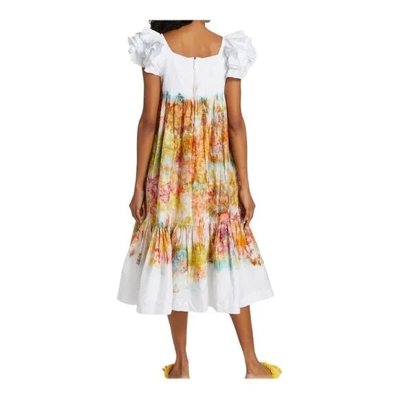 BUSAYO FOLAKE printed Ruffle Dress Size Medium NWT