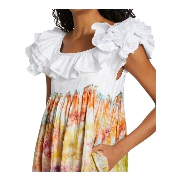 BUSAYO FOLAKE printed Ruffle Dress Size Medium NWT