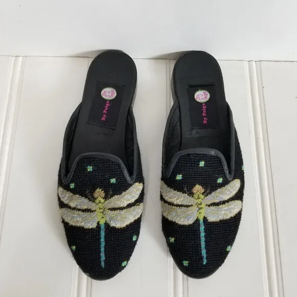 ByPaige Dragonfly Needlepoint Mule Shoes