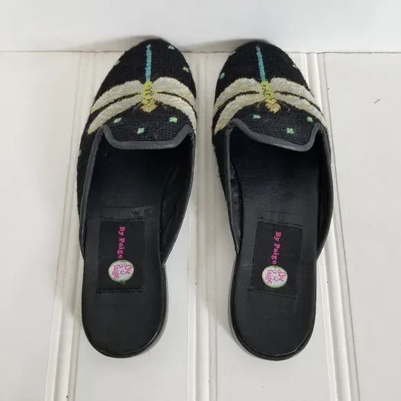 ByPaige Dragonfly Needlepoint Mule Shoes