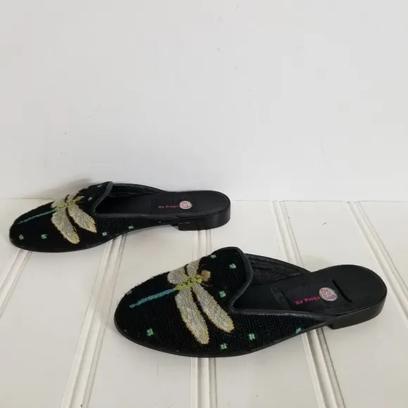 ByPaige Dragonfly Needlepoint Mule Shoes