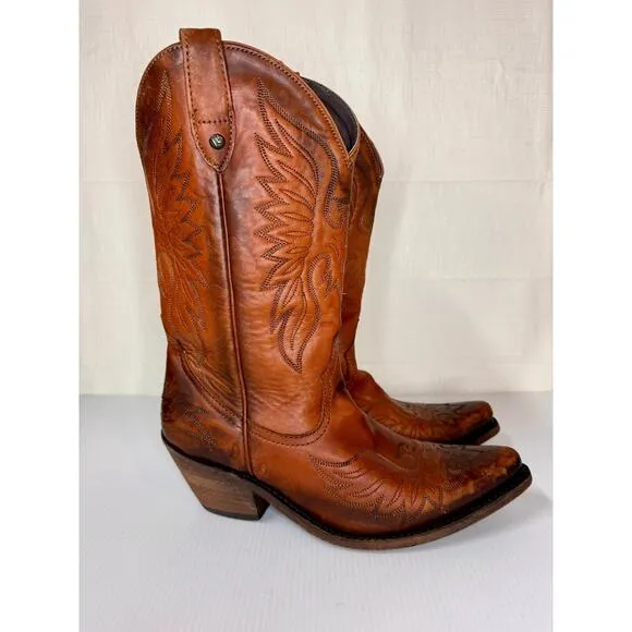 CABORCA Cowboy Boots Women's 8.5 Leather Western Coastal Cowgirl Festival Boho