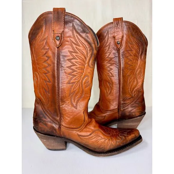 CABORCA Cowboy Boots Women's 8.5 Leather Western Coastal Cowgirl Festival Boho