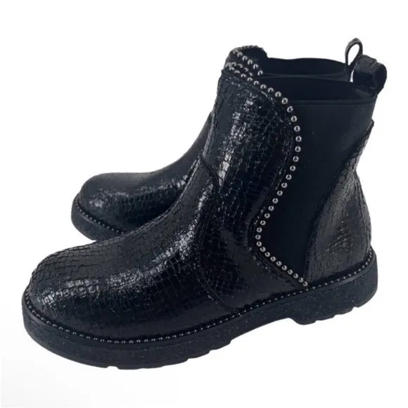 CAFÈNOIR Ankle Boots Snakeskin Studs Sparkle Women's Sz EU 38 NIB $250