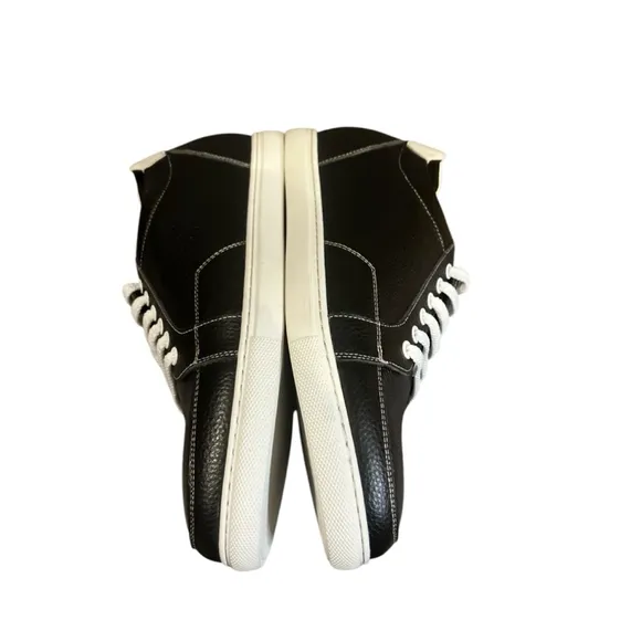 CALTO Leather Invisible Height Increasing Elevator Shoes - Black White Lace-up 8