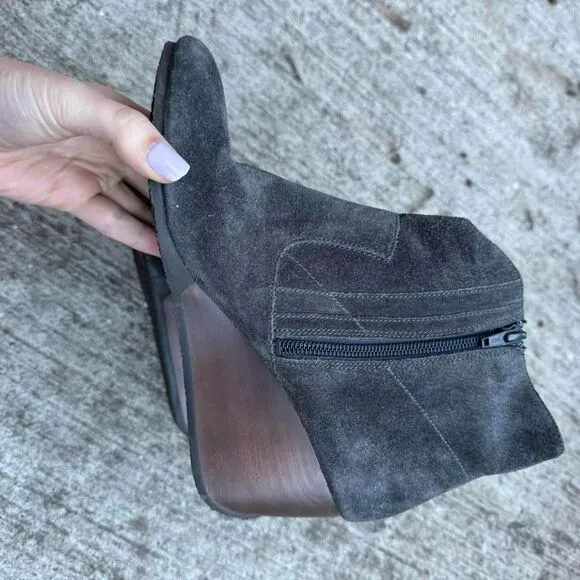 Camper Suede Boots Women's Size 38 Gray Ankle Wedge Leather Like New Indie‎