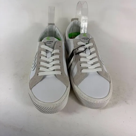 Cariuma Catiba Low Sneakers Mens 8.5 Off-White Leather Lace-Up SkateBoard Shoes