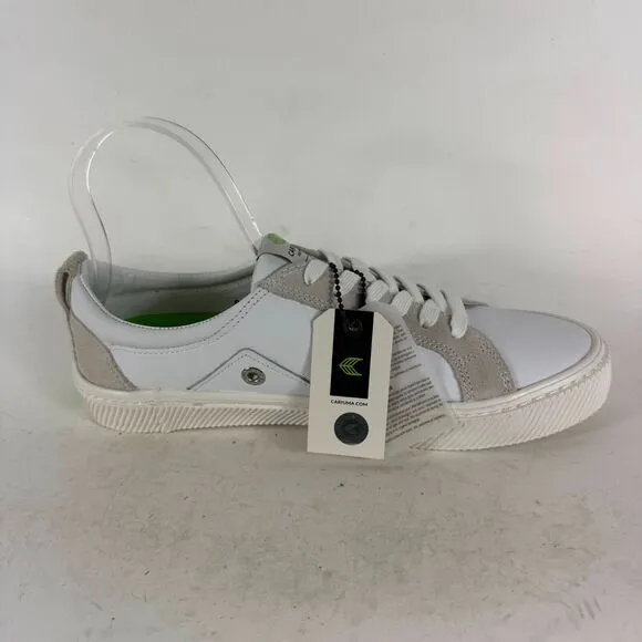 Cariuma Catiba Low Sneakers Mens 8.5 Off-White Leather Lace-Up SkateBoard Shoes