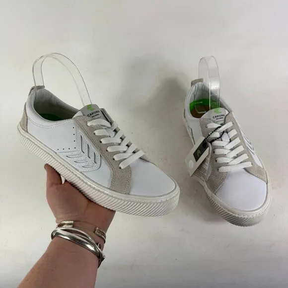 Cariuma Catiba Low Sneakers Mens 8.5 Off-White Leather Lace-Up SkateBoard Shoes