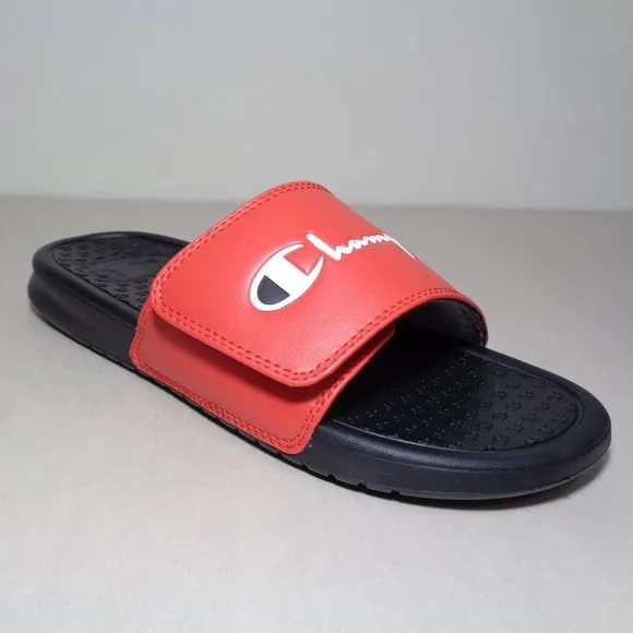 Champion Size 5 M LOGO SLIDE Red Black Sandals New Girls Kids Shoes