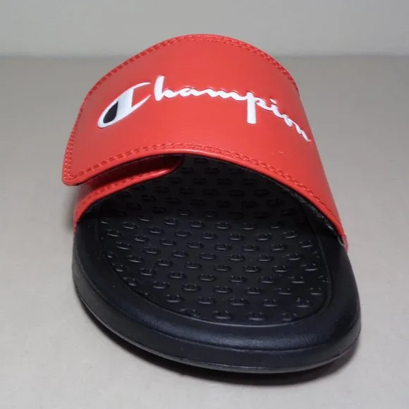 Champion Size 6 M LOGO SLIDE Red Black Sandals New Boys Kids Shoes