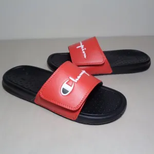Champion Size 6 M LOGO SLIDE Red Black Sandals New Boys Kids Shoes