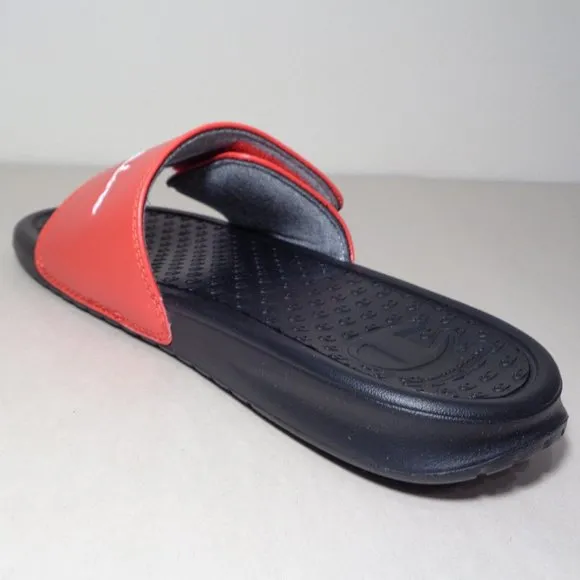 Champion Size 6 M LOGO SLIDE Red Black Sandals New Boys Kids Shoes