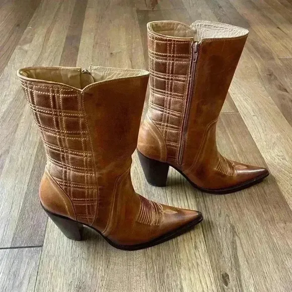 Charlie 1 Horse Handrcrafted Leather Cowboy Boots Sz 6.5 Cowgirl Boho Western