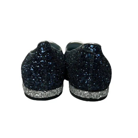 Chiara Ferragni Size 36 Flirting Glitter Wink Eye Loafer Shoes Blue Silver