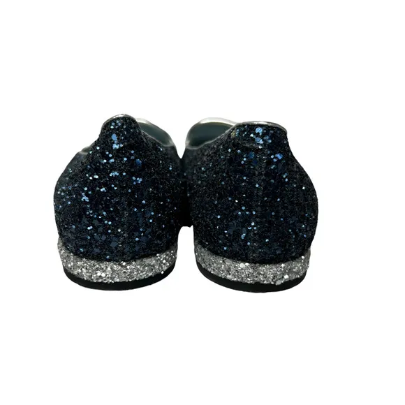 Chiara Ferragni Size 36 Flirting Glitter Wink Eye Loafer Shoes Blue Silver