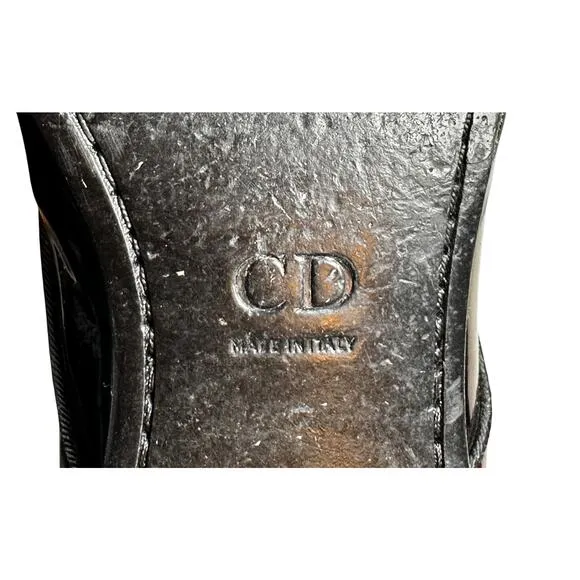 Christian Dior Men's Black Patent Sequin Bee Embellished Derby Dress Shoes 45