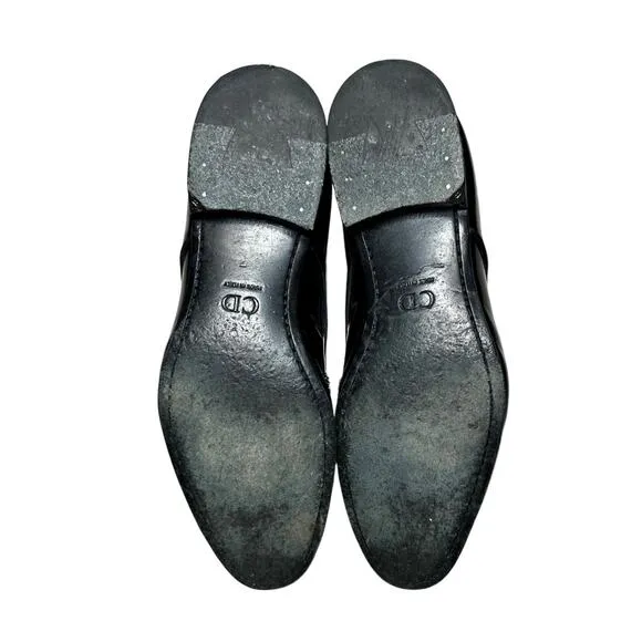 Christian Dior Men's Black Patent Sequin Bee Embellished Derby Dress Shoes 45