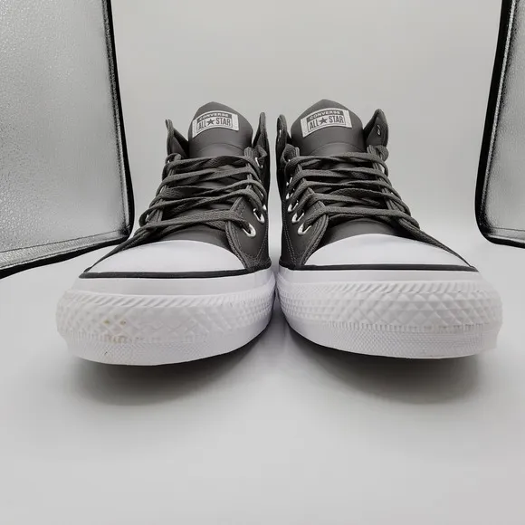 Chuck Taylor All Star High Street Faux-Leather Shoes Mens 13 Sharkskin Gray NEW