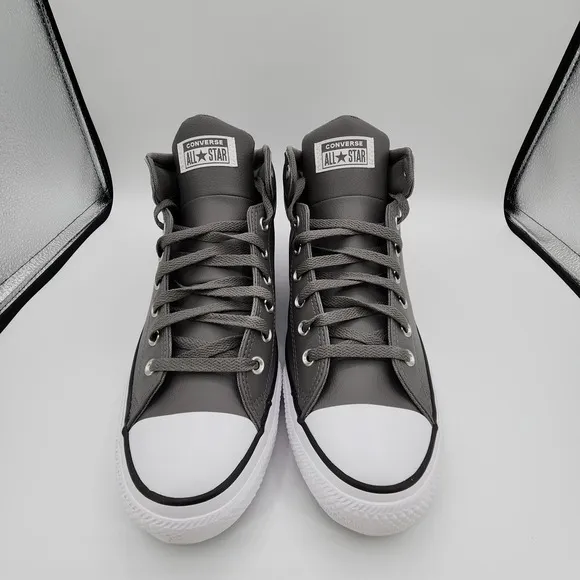 Chuck Taylor All Star High Street Faux-Leather Shoes Mens 13 Sharkskin Gray NEW