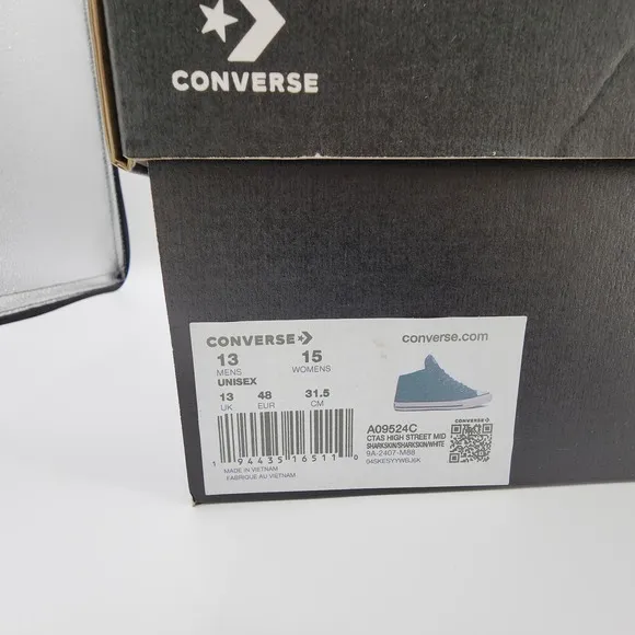 Chuck Taylor All Star High Street Faux-Leather Shoes Mens 13 Sharkskin Gray NEW
