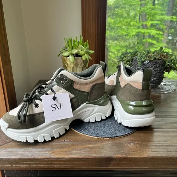 Chunky Platform Faux Suede Contrast Sneakers