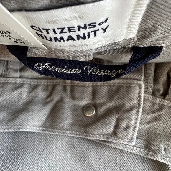 Citizens of Humanity Barrel Leg Jeans Frayed Hem High Waist Gray Size 24