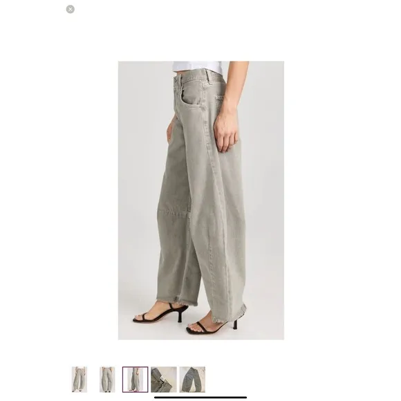 Citizens of Humanity Barrel Leg Jeans Frayed Hem High Waist Gray Size 24