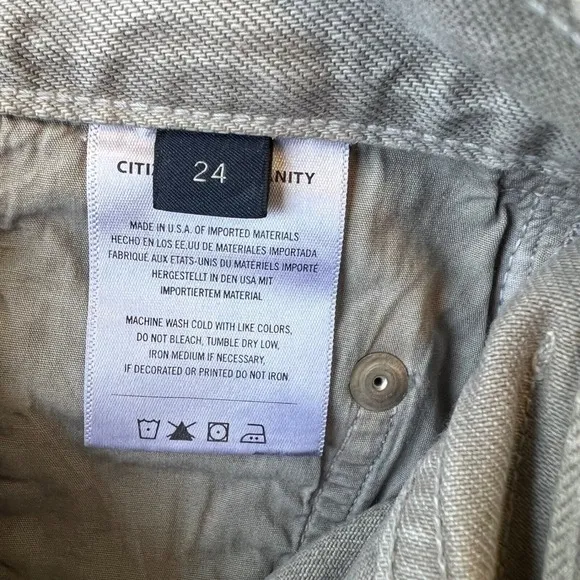 Citizens of Humanity Barrel Leg Jeans Frayed Hem High Waist Gray Size 24