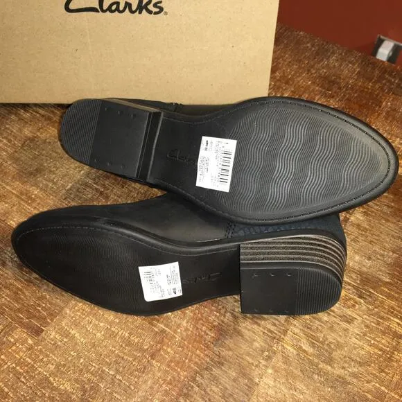 Clarks Addiy Gladys Black Leather Ankle Boot Womens 6 Minimalist Classic NIB NEW