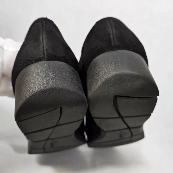CLARKS Artisan Daelyn Hill Stylish &amp; Comfort BLACK Suede Wedge Loafer  Size 9.5M