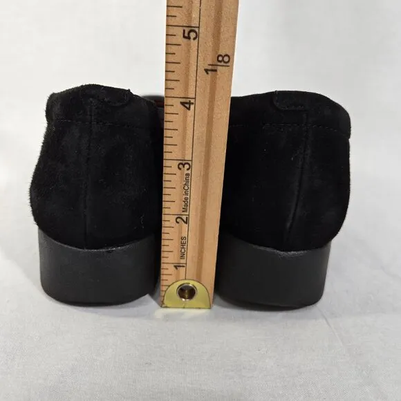 CLARKS Artisan Daelyn Hill Stylish &amp; Comfort BLACK Suede Wedge Loafer  Size 9.5M